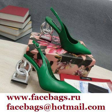 Dolce  &  Gabbana Heel 10.5cm Slingbacks Green with DG Heel 2022